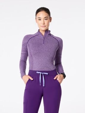 Figs Digital Grap Purple Salta Long-Sleeve Quarter-Zip Underscrub